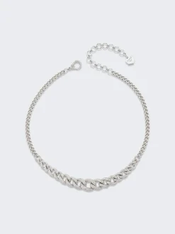 SHAY Adjustable Gradual Pave Diamond Link Choker Necklace 18K White Gold