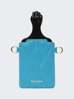 Botter Afro Comb With Padded Leather Bag Blue