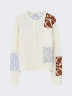 Loewe Anagram Intarsia Cardigan Soft White