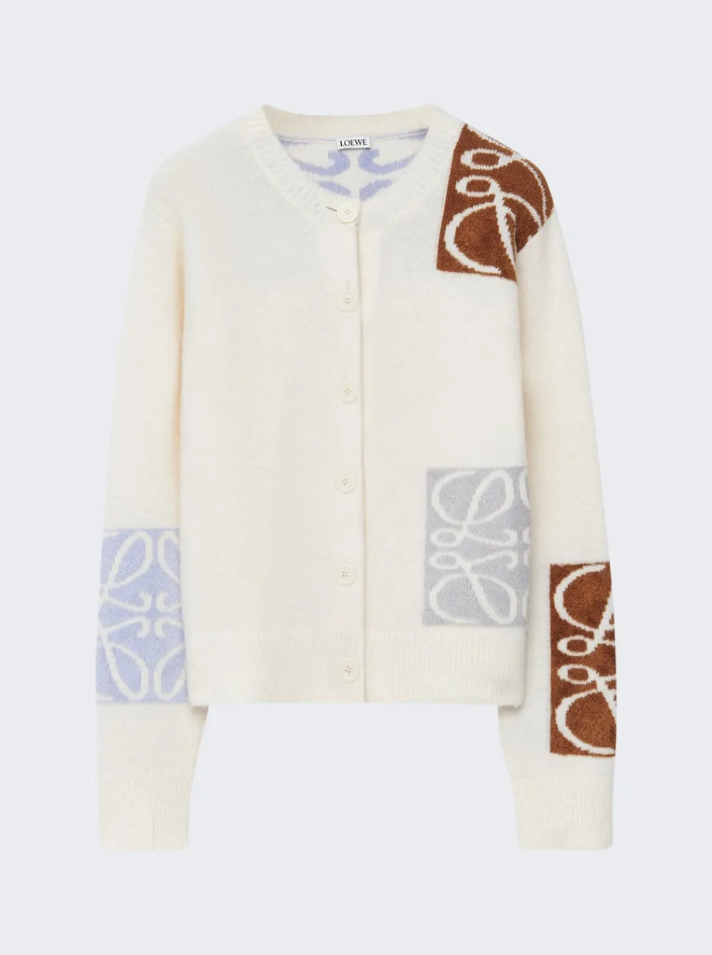 Loewe Anagram Intarsia Cardigan Soft White
