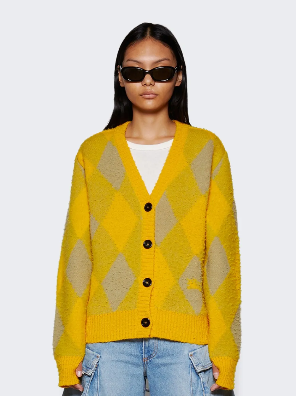BURBERRY Argyle Wool Cardigan Mimosa Yellow
