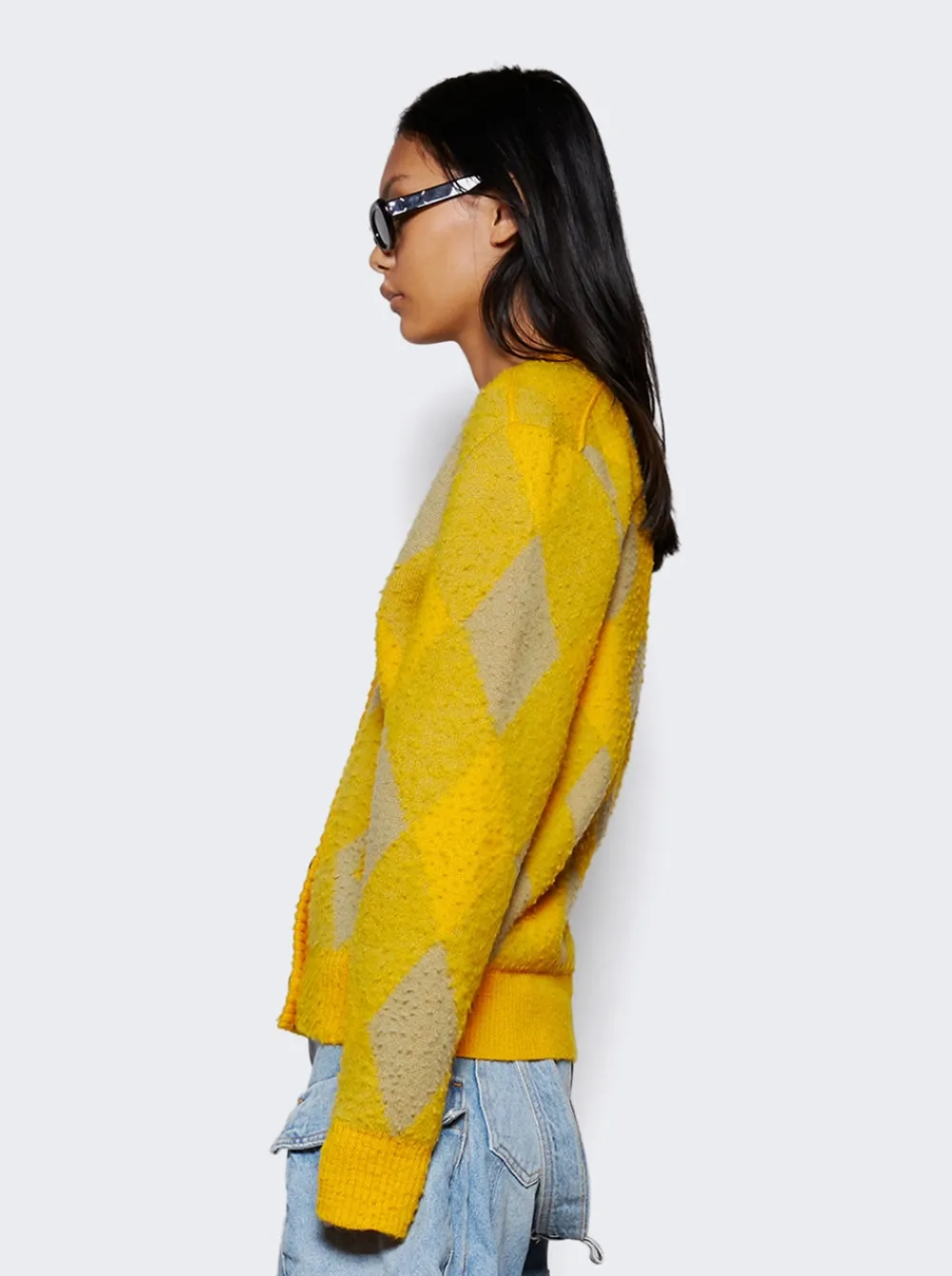BURBERRY Argyle Wool Cardigan Mimosa Yellow