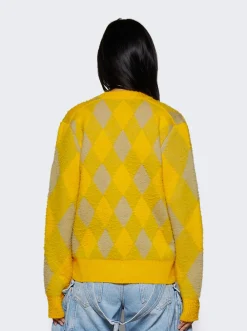 BURBERRY Argyle Wool Cardigan Mimosa Yellow