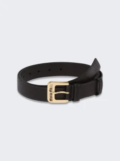 Miu Miu Aviator Leather Belt Black