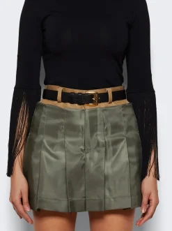Miu Miu Aviator Leather Belt Black