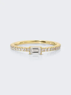 ISA GRUTMAN Baguette Diamond Pave Band Ring 14K Gold