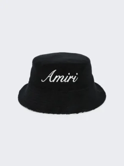 Amiri Bandana Aloha Silk Reversible Bucket Hat Black