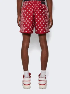 Amiri Bandana Paisley Swim Shorts Red