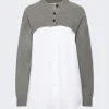 alexanderwang.t Bilayer Knit Shrug Oxford Shirt Medium Grey Melange