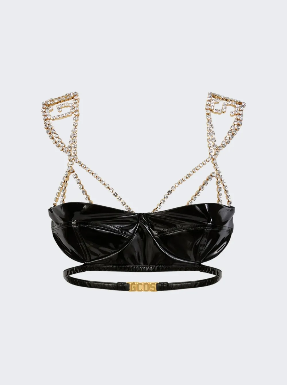 GCDS Bling Vinyl Bra Black