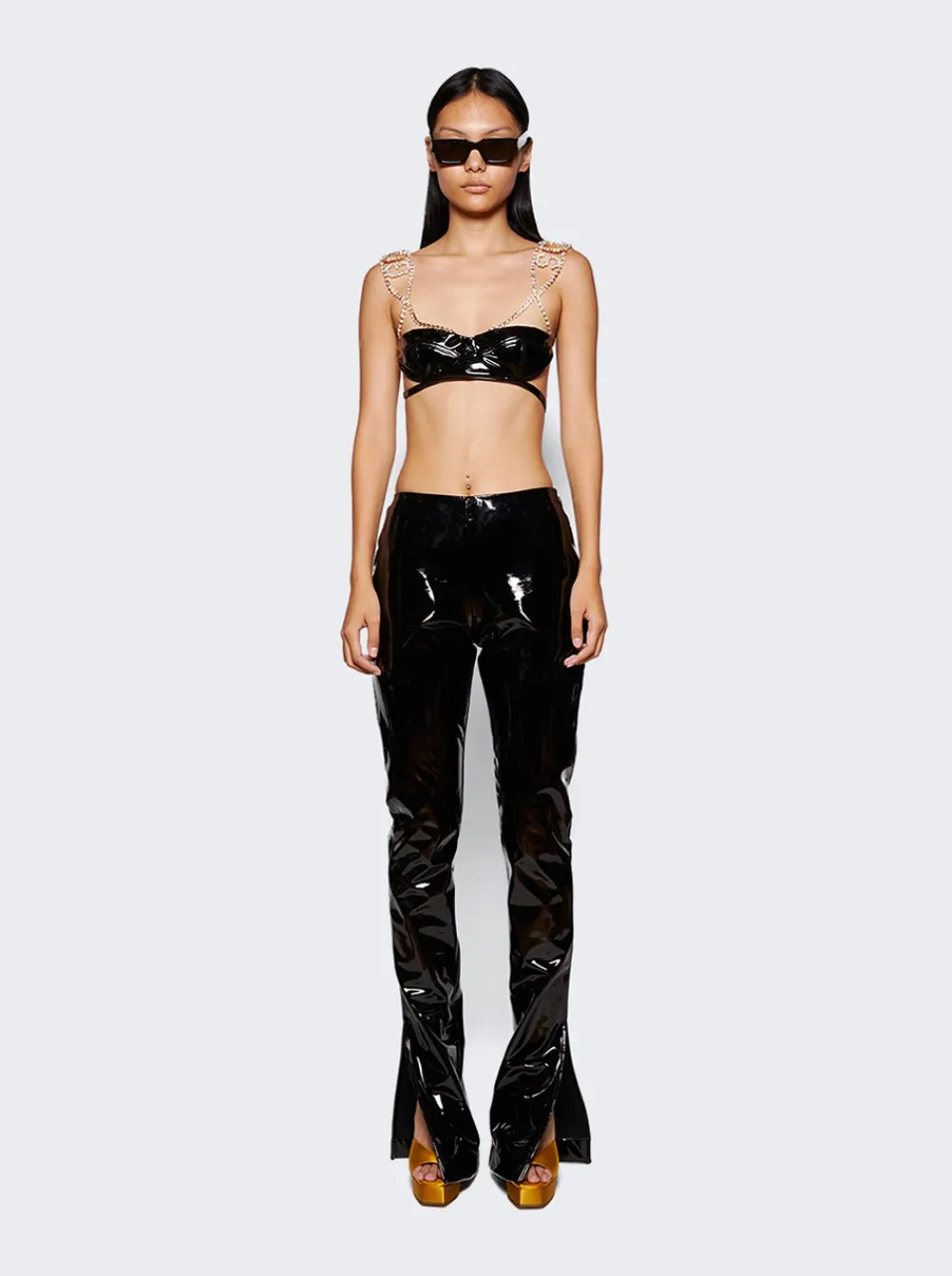 GCDS Bling Vinyl Bra Black