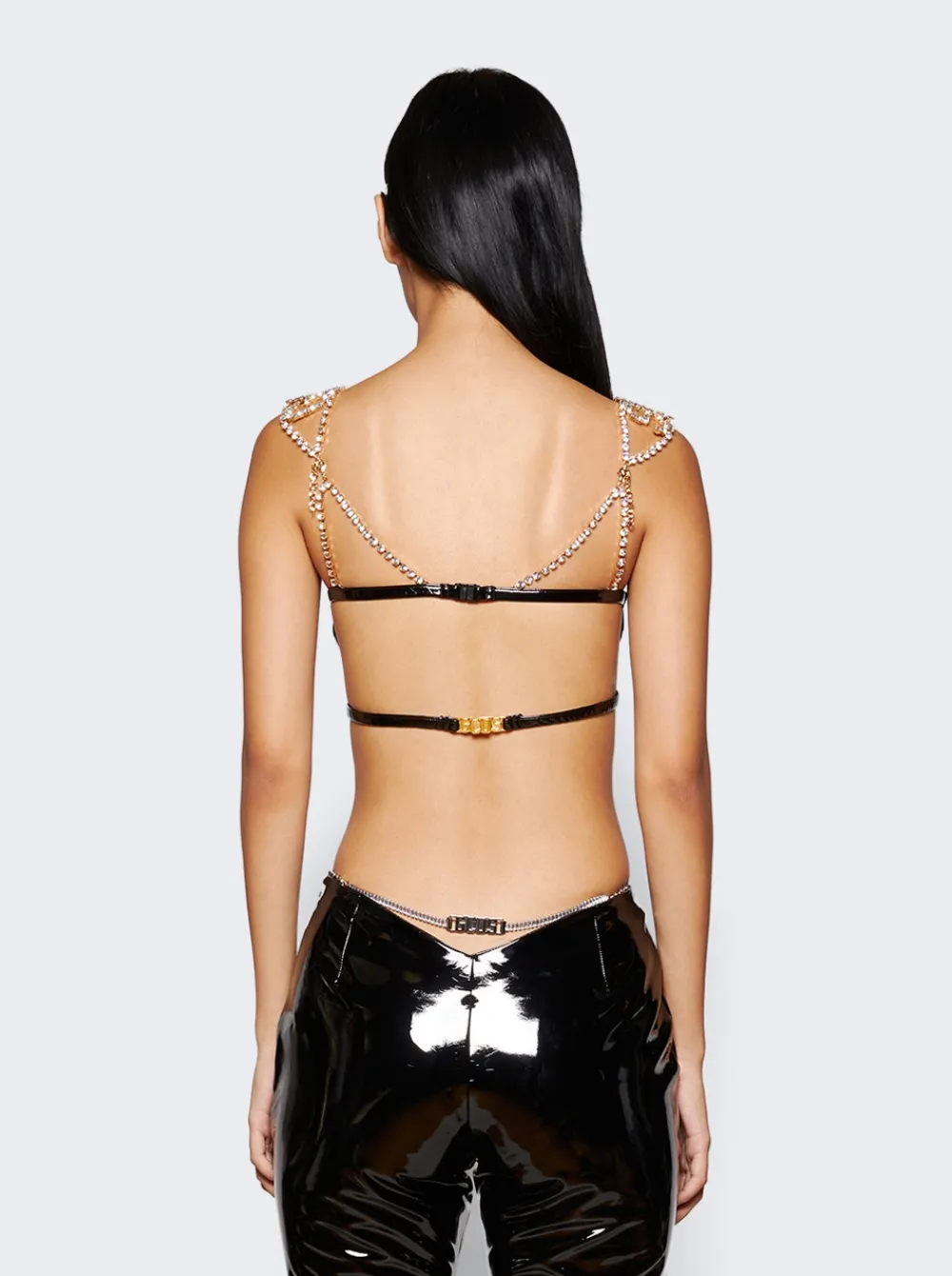 GCDS Bling Vinyl Bra Black