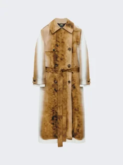 Loewe Blurred Print Trench Coat Beige