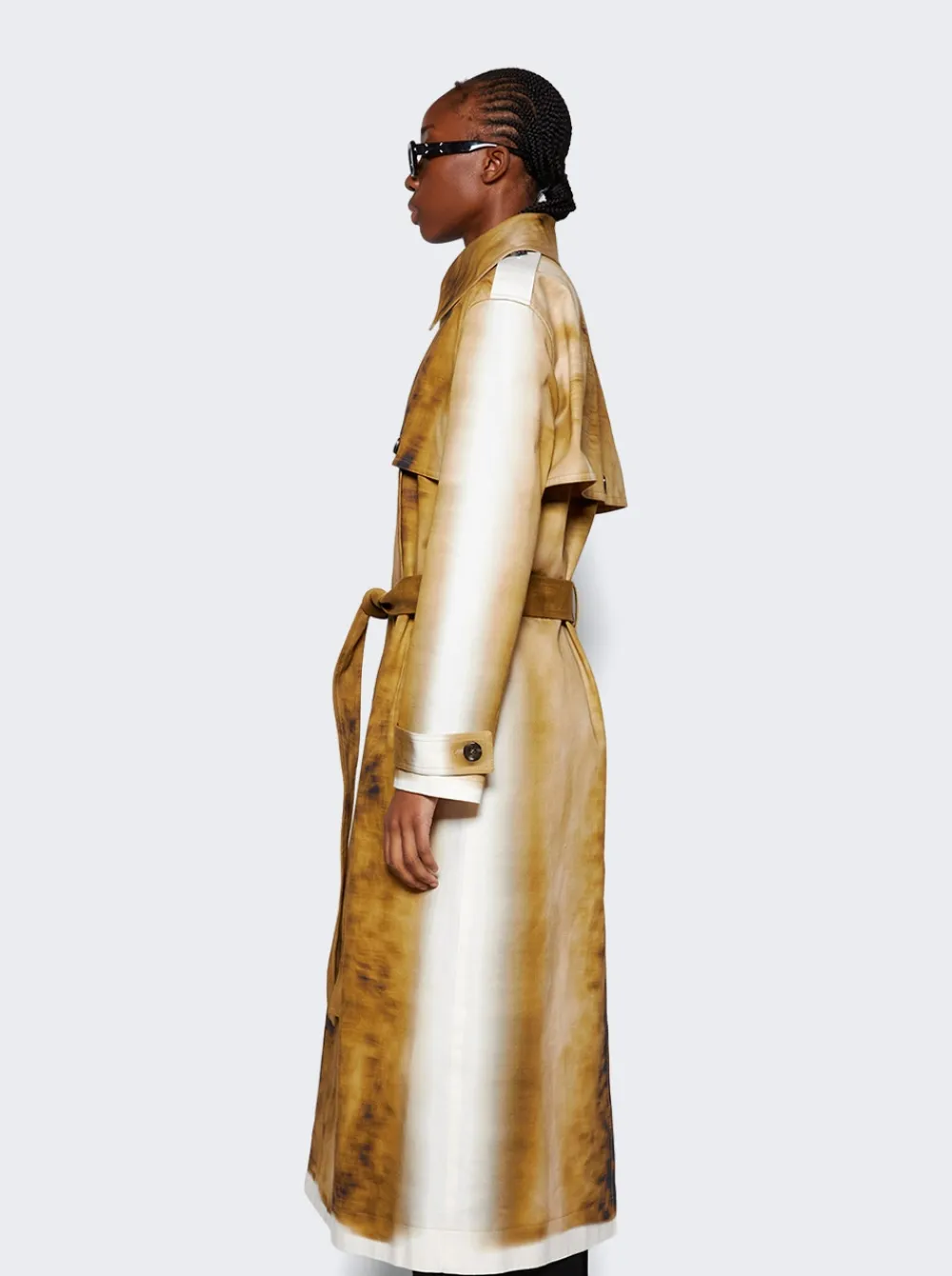 Loewe Blurred Print Trench Coat Beige