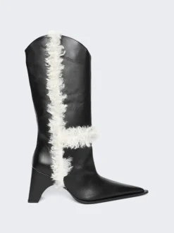 Coperni Bridge Cowboy Boot Black And Off White