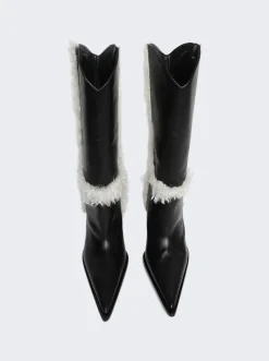 Coperni Bridge Cowboy Boot Black And Off White