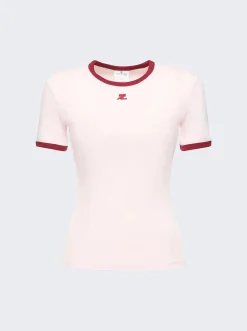 Courru00e8ges Bumpy Contrast T-Shirt Powder Pink