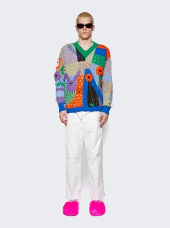 NAHMIAS California Poetry Crochet V-Neck Sweater Rainbow