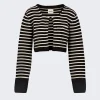 Khaite Calix Cardigan Black And Magnolia Stripe