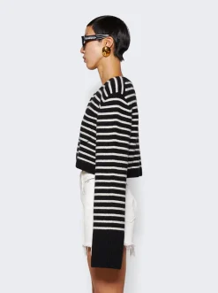 Khaite Calix Cardigan Black And Magnolia Stripe