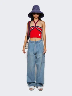 Gucci Canvas Gg Wide Brim Hat Blue