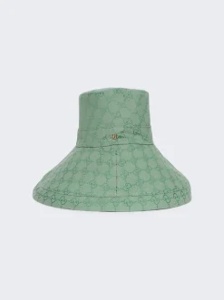 Gucci Canvas Gg Wide Brim Hat Green