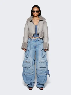 The Attico Cargo Denim Jeans Sky Blue
