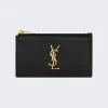 Saint Laurent Cassandre Fragments Zipped Card Case Black