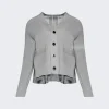 Sacai Chalk Stripe Wool Knit Cardigan Gray