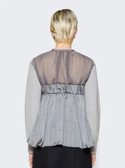 Sacai Chalk Stripe Wool Knit Cardigan Gray