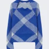 BURBERRY Check Alpaca Wool Blend Sweater Blue