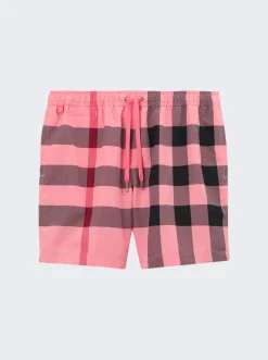 BURBERRY Check Drawcord Swim Shorts Candy Pink