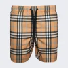 BURBERRY Check Drawcord Swim Shorts Dusty Orange