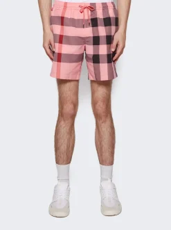 BURBERRY Check Drawcord Swim Shorts Candy Pink