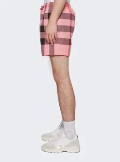 BURBERRY Check Drawcord Swim Shorts Candy Pink