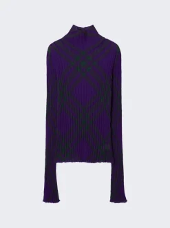 BURBERRY Check Mohair Blend Sweater Royal
