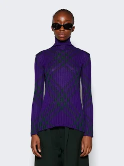 BURBERRY Check Mohair Blend Sweater Royal