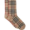 BURBERRY Check Print Socks Beige