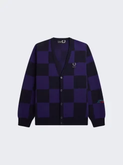 Fred Perry x Raf Simons Checkerboard Cardigan Navy