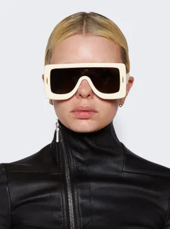 Loewe Chunky Anagram Mask Sunglasses Ivory And Smoke