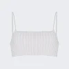Alexander Wang Clear Crystal Rib Bandeau Bra Top White