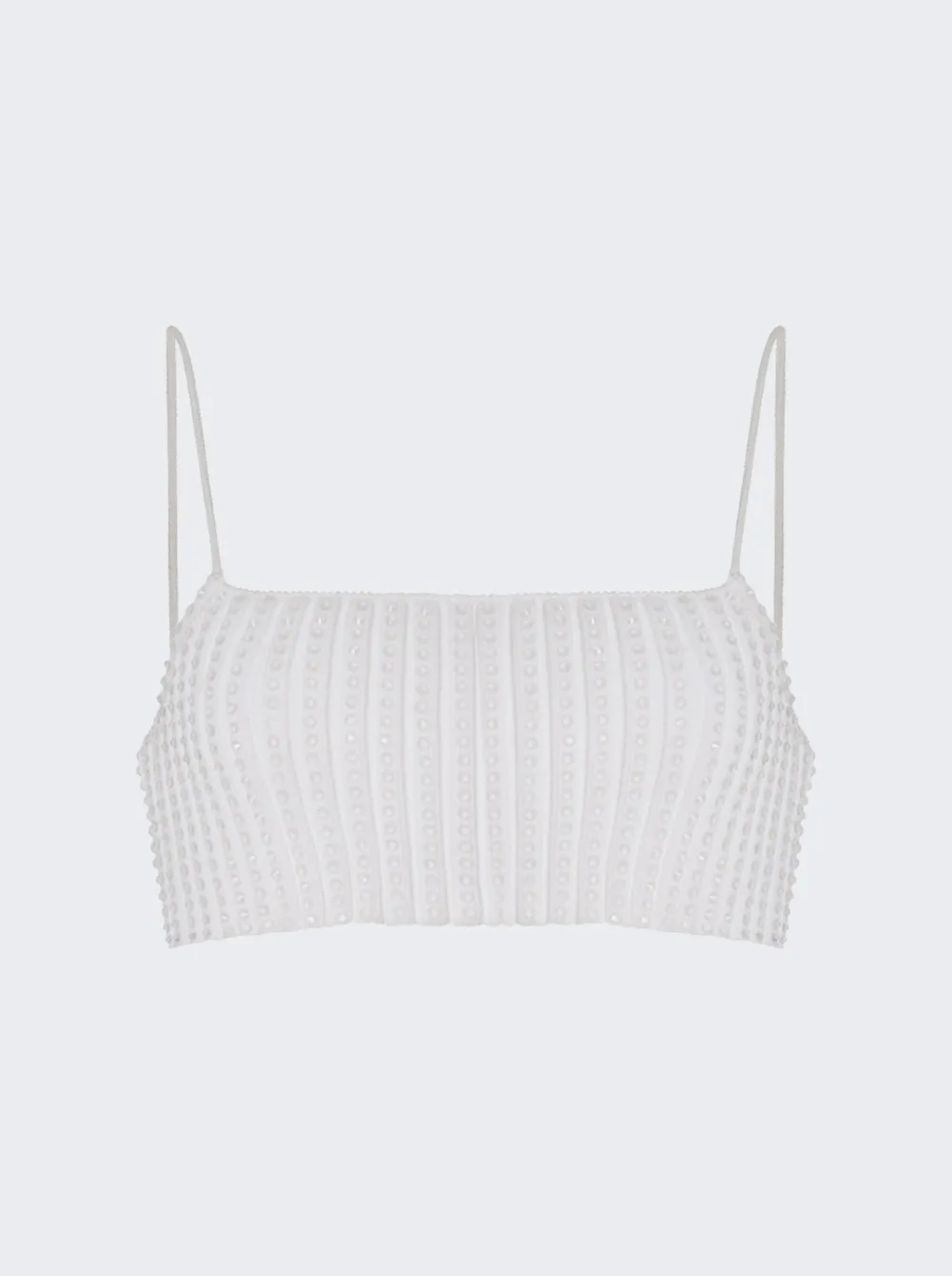 Alexander Wang Clear Crystal Rib Bandeau Bra Top White
