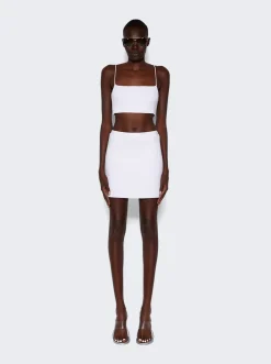 Alexander Wang Clear Crystal Rib Bandeau Bra Top White