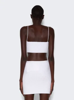 Alexander Wang Clear Crystal Rib Bandeau Bra Top White