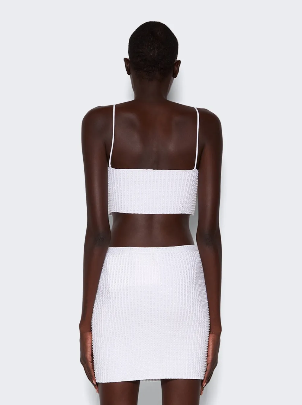 Alexander Wang Clear Crystal Rib Bandeau Bra Top White