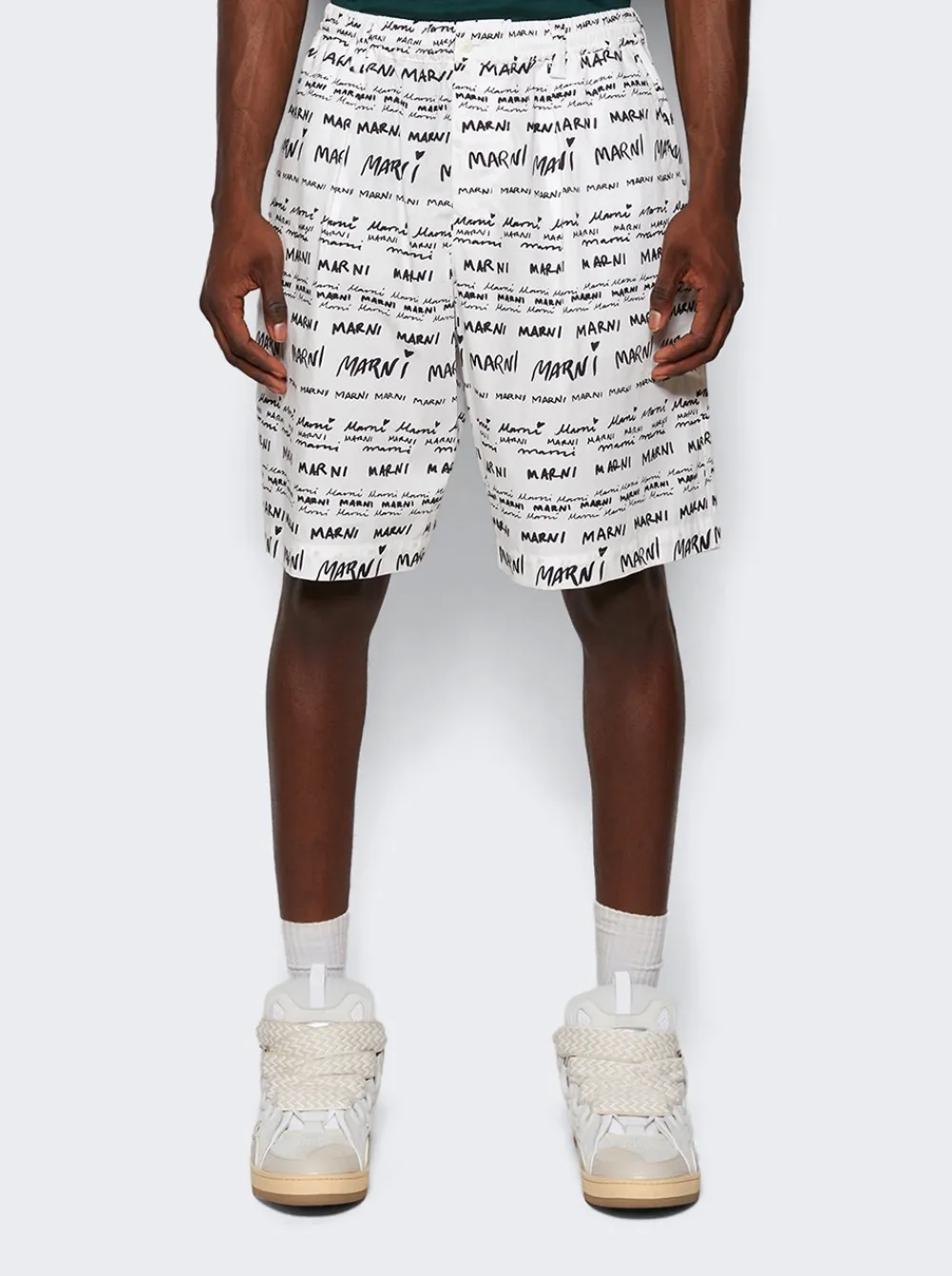 Marni Cotton Poplin Shorts Lily White
