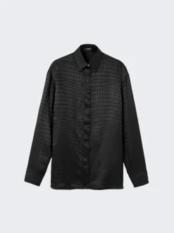Versace Croc-Devore Silk Blend Shirt Black