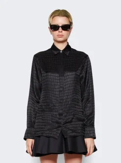 Versace Croc-Devore Silk Blend Shirt Black