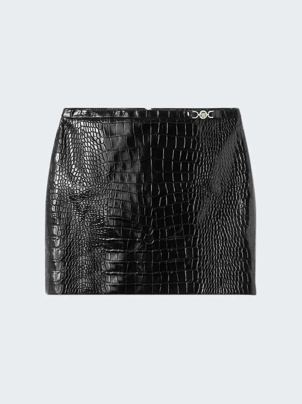 Versace Crocodile-Effect Leather Mini Skirt Black