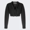 Alexander Wang Cropped Cardigan Charcoal Melange
